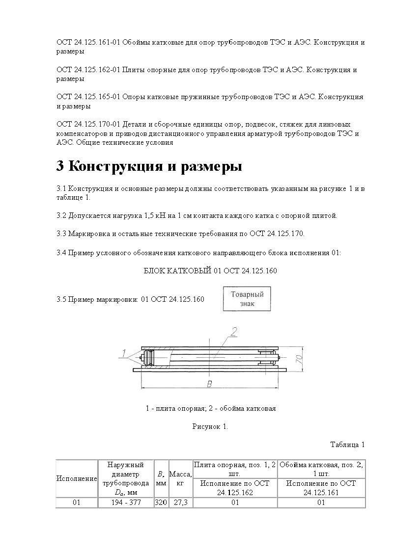 Блоки катковые направляющие для опор трубопроводов ТЭС и АЭС ОСТ 24.125.160-01. Страница 2