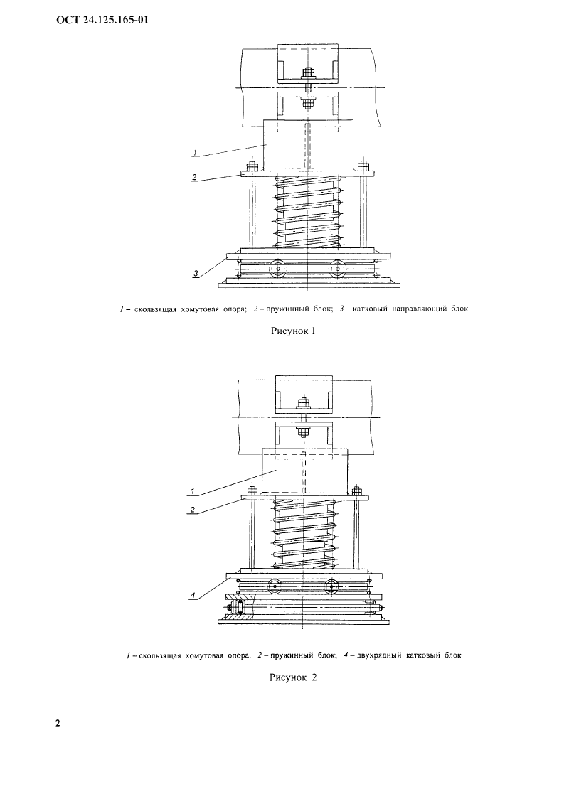 Опоры катковые пружинные трубопроводов ТЭС и АЭС ОСТ 24.125.165-01. Страница 2